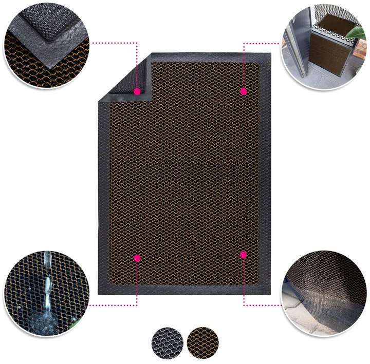 WYCIERACZKA POD DRZWI 60x90 WEJŚCIOWA ANTYPOŚLIZGOWA ZEWNĘTRZNA 3D SIATKA