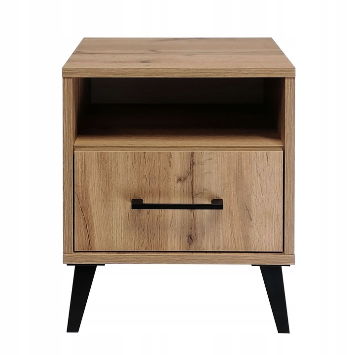 Stolik Nocny z Szufladą Oświetlenie LED Szafka Nocna złożona Loft DĄB