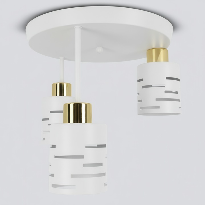Lampa Sufitowa LED 3X E27 Żyrandol Plafon Natynkowy Oprawa Biała Salon
