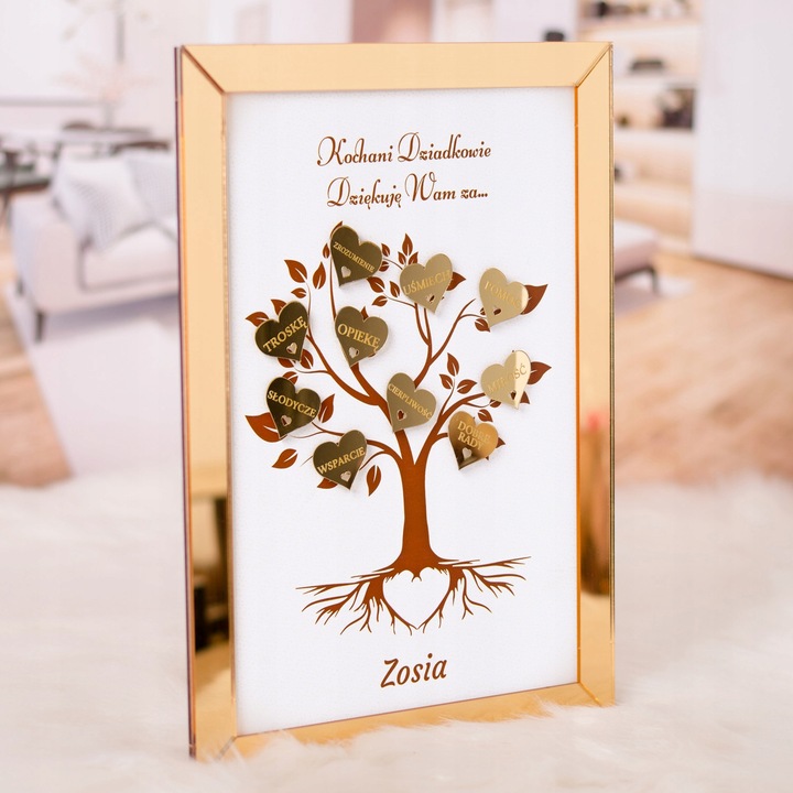 Prezent na dzień Babci i Dziadka Laurka z serduszkami i personalizacją