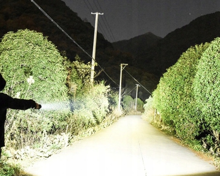 LATARKA LED MOCNA AKUMULATOROWA TAKTYCZNA ZOOM BIWAKOWA USB-C