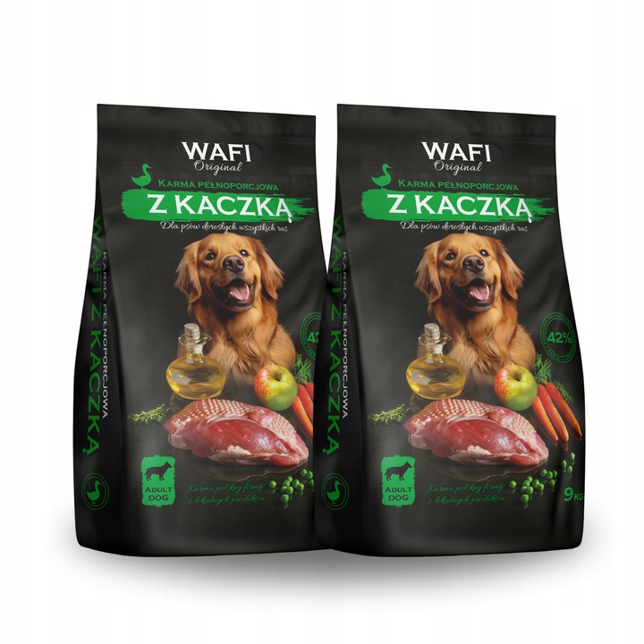 WAFI SUCHA KARMA DLA PSA Z KACZKĄ 42% MIĘSA 9KG