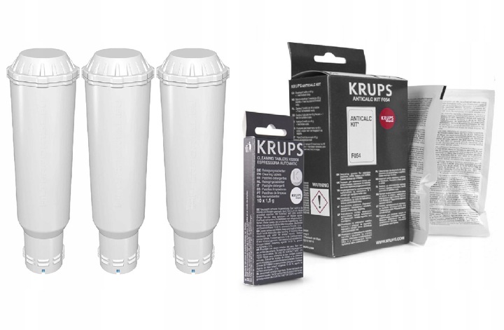 3x Filtr Wody AL-TES46 Do Ekspresu Krups + Odkamieniacz F054 + XS3000