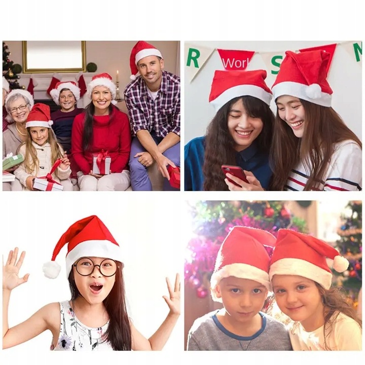 PRZEBRANIE STRÓJ KOSTIUM ŚWIĄTECZNY CZAPKA ŚWIĘTEGO MIKOŁAJA CZERWONA 15szt