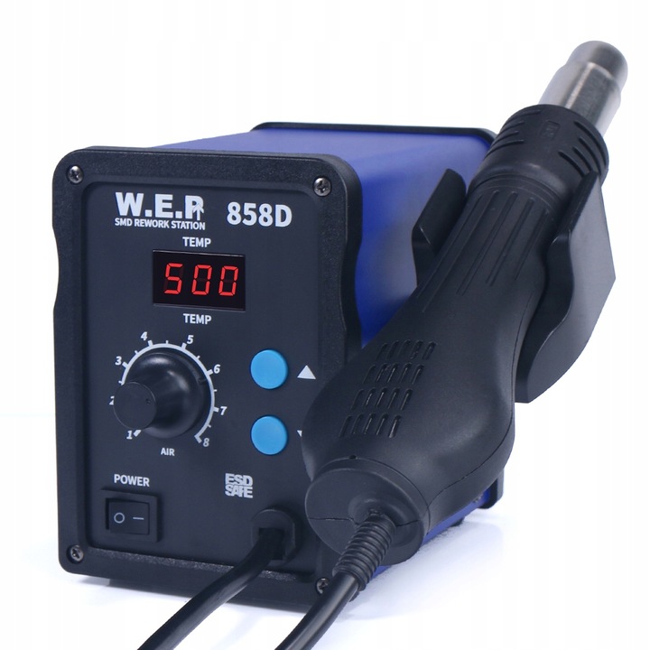 HOTAIR Stacja lutownicza WEP 858D wersja na TRAFO duży nadmuch ciężka