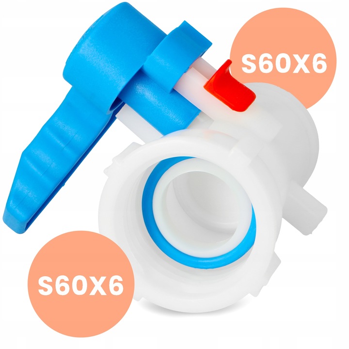 Zawór IBC Mauser MAUZER S60x6 MOTYLKOWY Kran Złącze Wylot Zbiornika