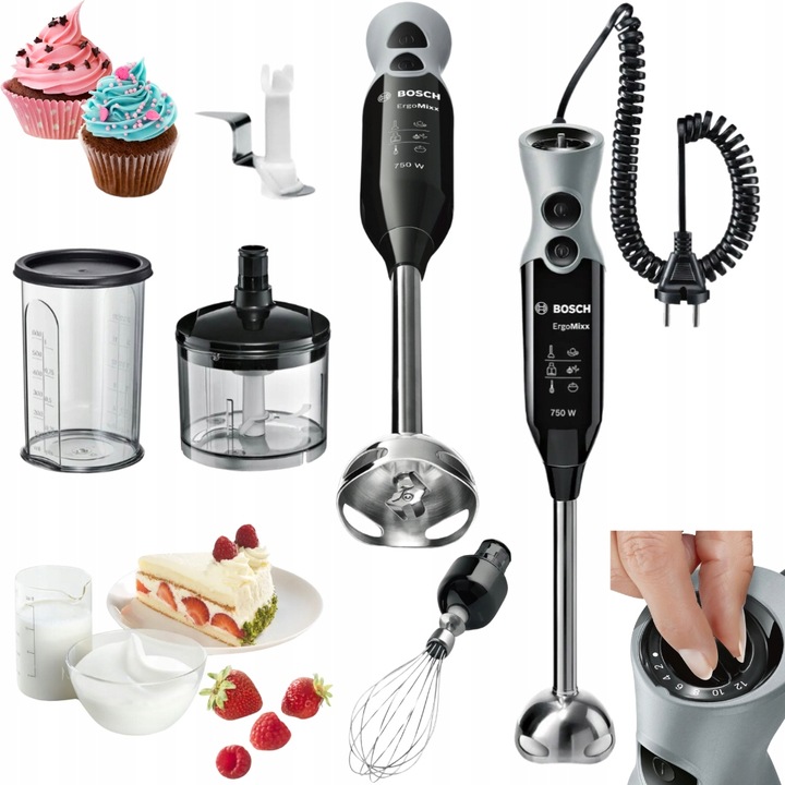 BLENDER RĘCZNY BOSCH TURBO MOC 750W QUATTROBLADE ROZDRABNIACZ MSM