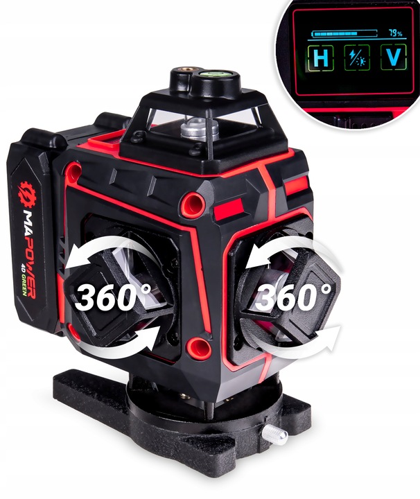 LASER KRZYŻOWY POZIOMICA LASEROWA 360 PŁASZCZYZNOWA LASER ZIELONY +