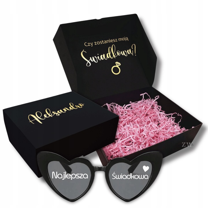 Pudełko box CZARNE czy zostaniesz ŚWIADKIEM Świadkową ślub prezent WZORY