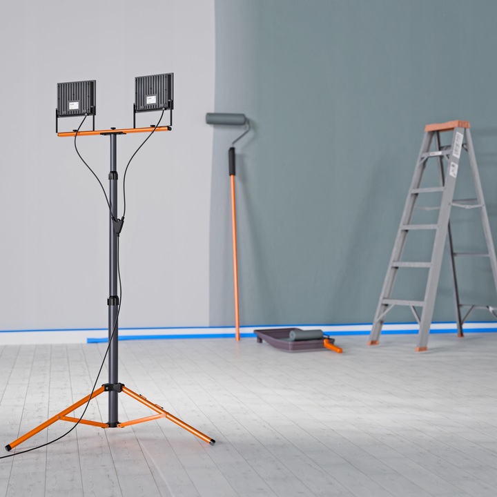 Halogen LED Statyw Budowlany Naświetlacz 2x 50W 11000lm Lampa Na