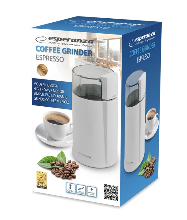ELEKTRYCZNY MŁYNEK DO MIELENIA KAWY BIAŁY MOCNY