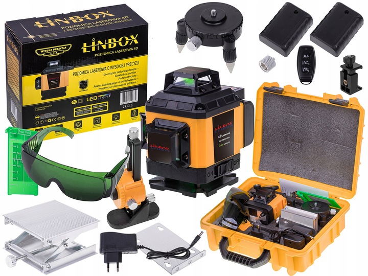 POZIOMICA LASEROWA 360° LASER KRZYŻOWY 4D ZESTAW WALIZKA