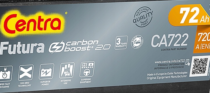 AKUMULATOR CENTRA FUTURA 72AH 72Ah 720A NAJNOWSZY MODEL ASSISTANCE