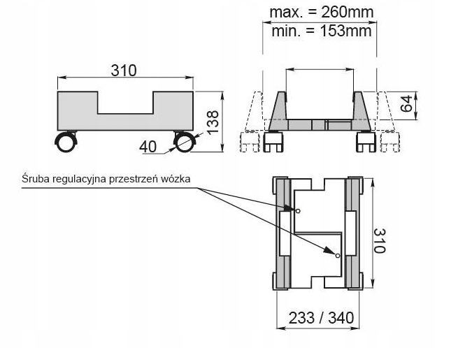 PODSTAWKA POD KOMPUTER STACJONARNY PC NA KÓŁKACH WÓZEK STOJAK REGULOWANY
