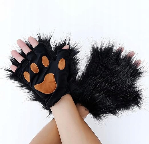 Sztuczne futro ogon lisa kot wilk przebranie karnawał zestaw pluszowa maska