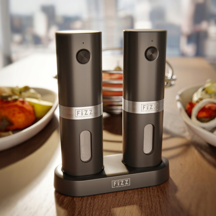 Młynek elektryczny do pieprzu i soli Fizz z akumulatorem Podstawka