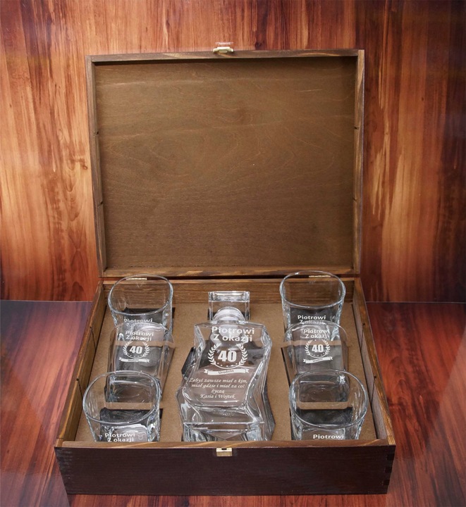 KARAFKA Z GRAWEREM szklanki x 6 w PUDEŁKU WHISKY