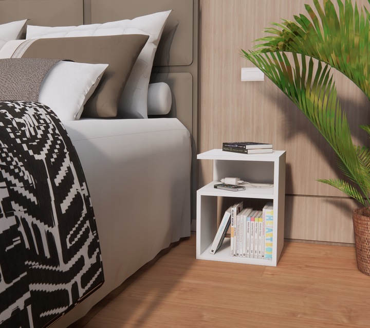 Szafka nocna szóstka, stolik bez szuflad, biały, sypialnia