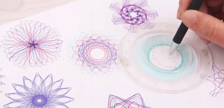 SPIROGRAF KREATYWNY ZESTAW DO RYSOWANIA WZORÓW XXL SZABLONY PISAKI KARTKI