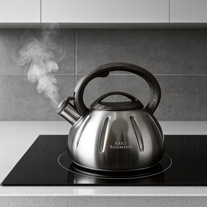 CZAJNIK na GAZ CZAJNIK SREBRNY 3L Z GWIZDKIEM POKRYWĄ RĄCZKA STAL