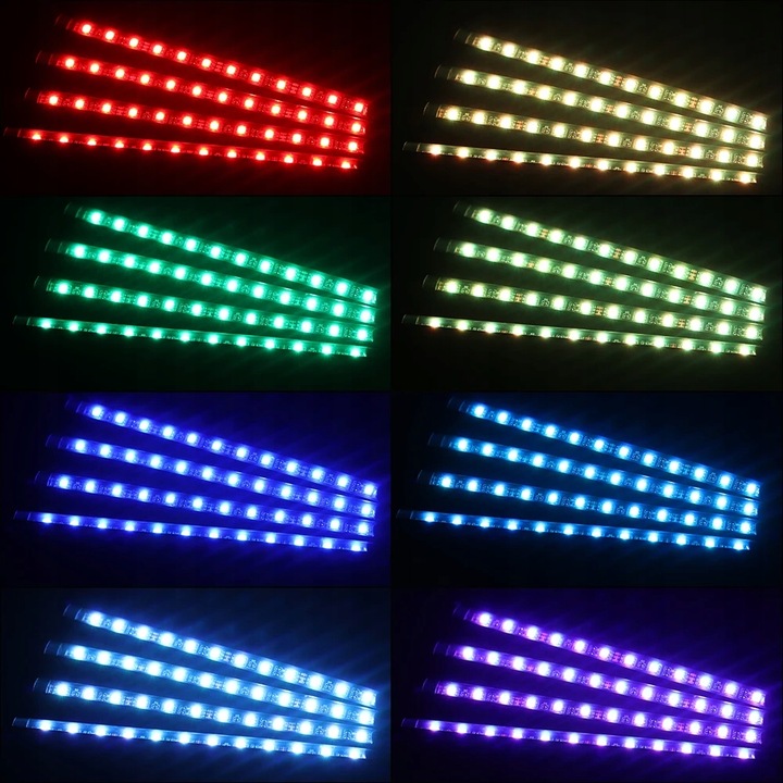 TAŚMA LED DO SAMOCHODU Z PILOTEM OŚWIETLENIE AUTA RGB 5050 DO WNĘTRZA USB