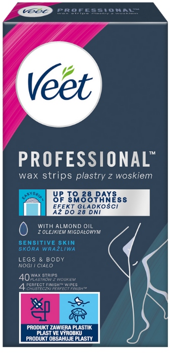 VEET Plastry z Woskiem Do Depilacji Ciała Nóg Skóra Wrażliwa Gładka