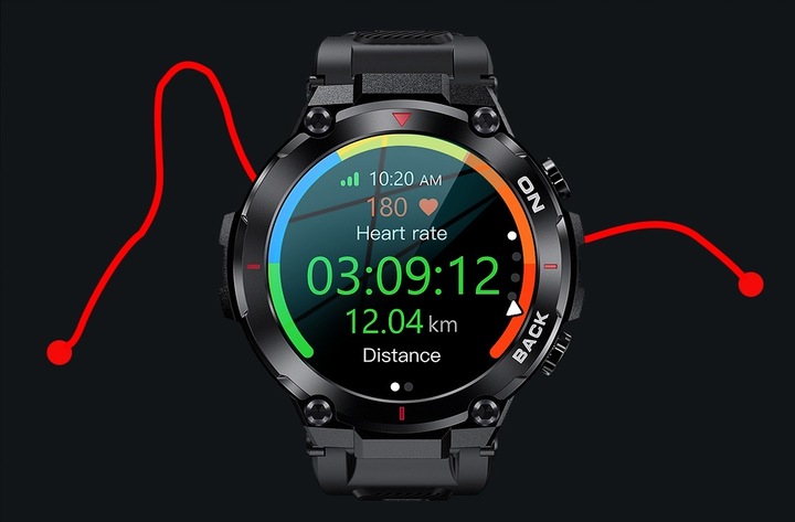 Smartwatch zegarek męski wodoszczelny GPS MILITARNY PULS MENU PL Czarny