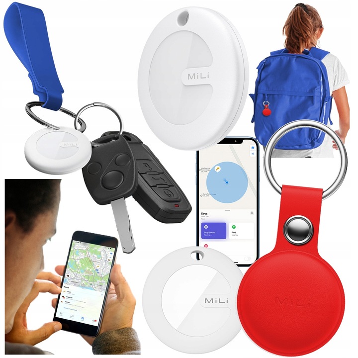 MiLi MiTag Lokalizator GPS BT do iOS APPLE + Etui Brelok do plecaka