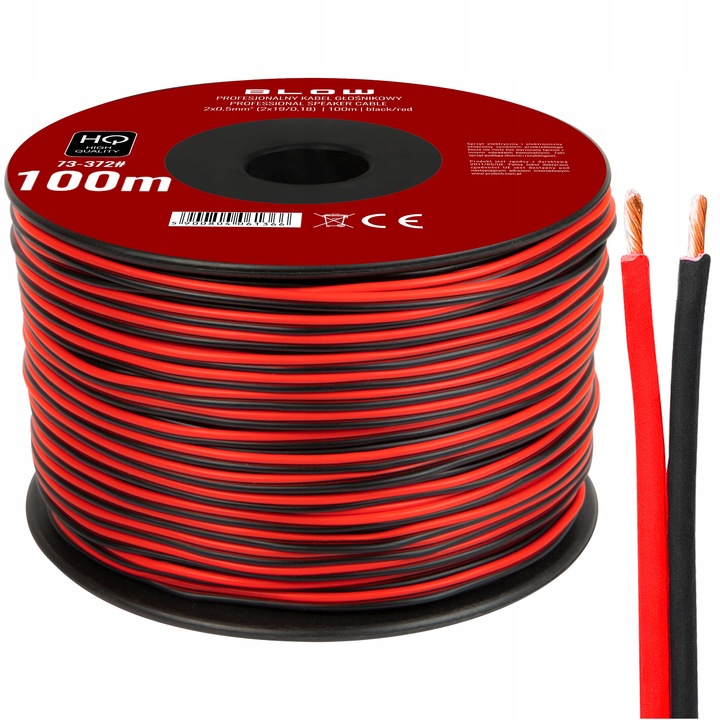 KABEL AUDIO PRZEWÓD GŁOŚNIKOWY DWUŻYŁOWY DO TAŚM LED HQ 2x0,50mm 100m