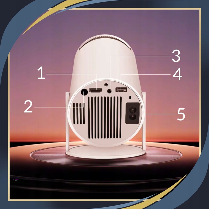 PROJEKTOR RZUTNIK 4K OBROTOWY Z GŁOŚNIKIEM PRZENOŚNY LED ANDROID WIFI