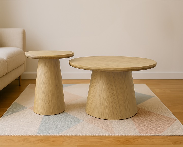 ZESTAW STOLIKÓW KAWOWYCH STYL BOHO SCANDI JAPANDI ZESTAW 2SZT Ø60