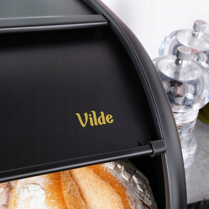 Duży CHLEBAK czarny metalowy pojemnik kuchenny na pieczywo chleb bułki