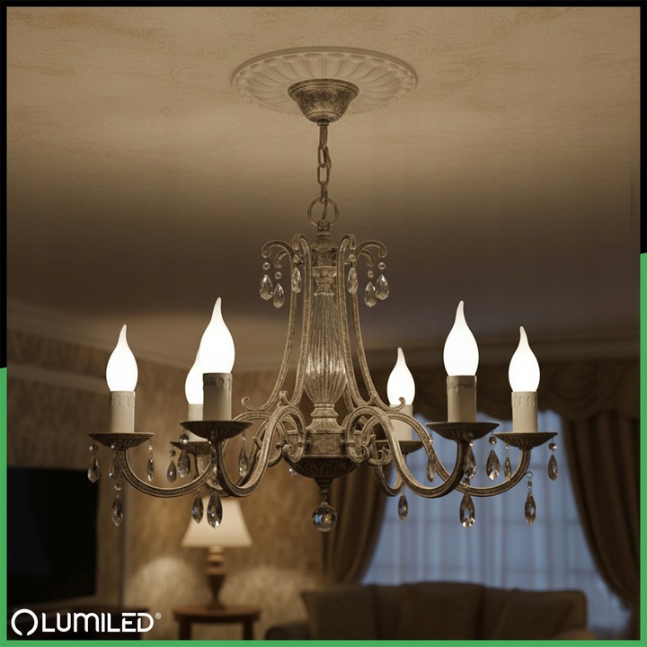 6x Żarówka LED E14 PŁOMYK 8W = 60W 3000K Ciepła Biała Świeca CCD NIE