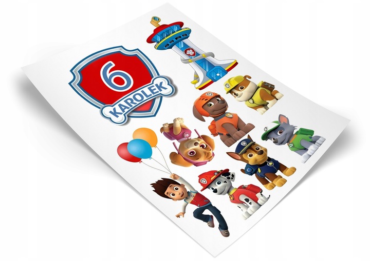 Opłatek cukrowy cukrowa dekoracja na tort Psi patrol imię