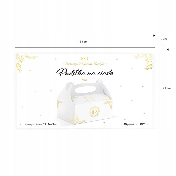 PUDEŁKA NA CIASTO komunijne IHS podziękowania dla gości na komunie 10