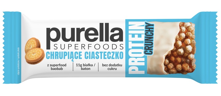 Baton Proteinowy Purella Chrupiące Ciasteczko bez cukru 15 x 45g >>