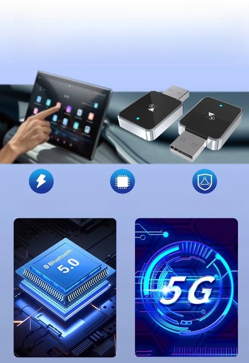 BEZPRZEWODOWY ADAPTER ANDROID AUTO CARPLAY 2W1 IPHONE USB USB-C