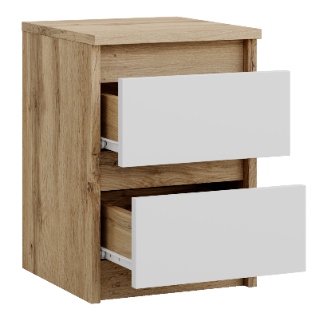 SZAFKA NOCNA WOTAN BIAŁA STOLIK NOCNY DWIE SZUFLADY 30cm SYPIALNIA