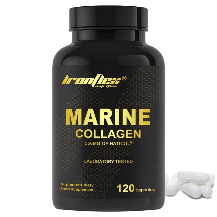IRONFLEX COLLAGEN MARINE 120 kaps KOLAGEN RYBI MORSKI SKÓRA PAZNOKCIE WIT C