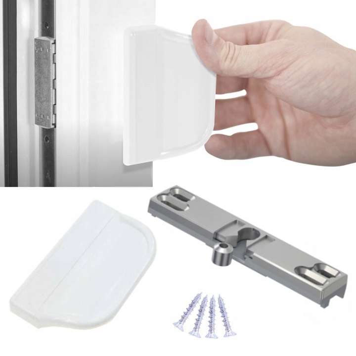 Zatrzask balkonowy + pochwyt BIAŁY uchwyt drzwi balkonowych zamek