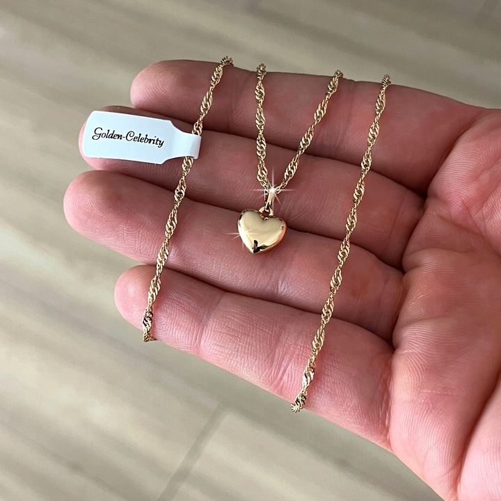 ZŁOTY NASZYJNIK SERCE KLASYCZNE 18K PREZENT DLA KOBIETY, ŻONY, MAMY, CÓRKI
