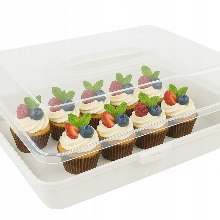 POJEMNIK NA CIASTO DUŻY BOX Z POKRYWĄ NA ŻYWNOŚĆ UCHWYT TRANSPORTER