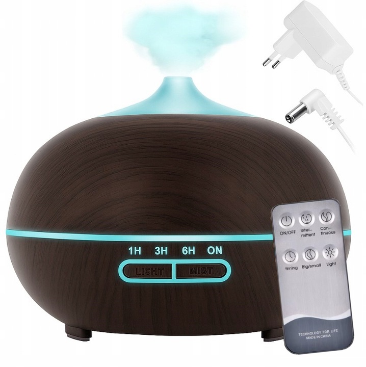 NAWILŻACZ POWIETRZA 4w1 LED + Pilot DYFUZOR AROMATERAPIA JONIZACJA 500