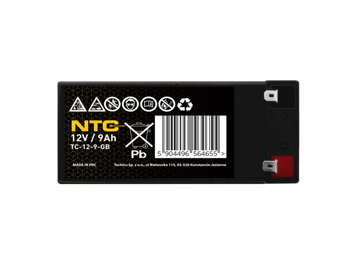 AKUMULATOR ŻELOWY BEZOBSŁUGOWY NTC 12V 9Ah (wymiar 7Ah, 7.5Ah, 9Ah, 10Ah)