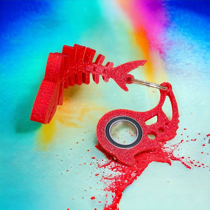 KEYSPINNER Zestaw BRELOK Breloczek do kluczy Keyrambit i Rekin Galaxy Red