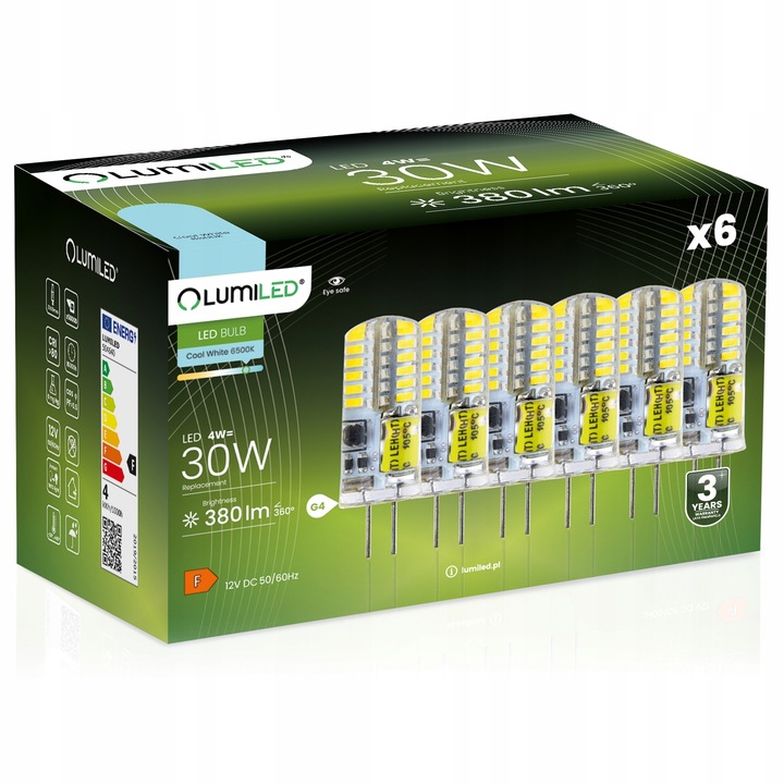 6x Żarówka LED KAPSUŁKA MINI G4 4W = 30W 6500K ZIMNA BARWA 12V LUMILED