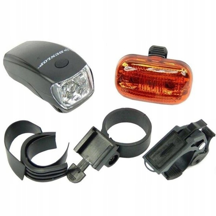 ZESTAW OŚWIETLENIA DO ROWERU LAMP ROWEROWYCH LED PRZÓD TYŁ DUNLOP