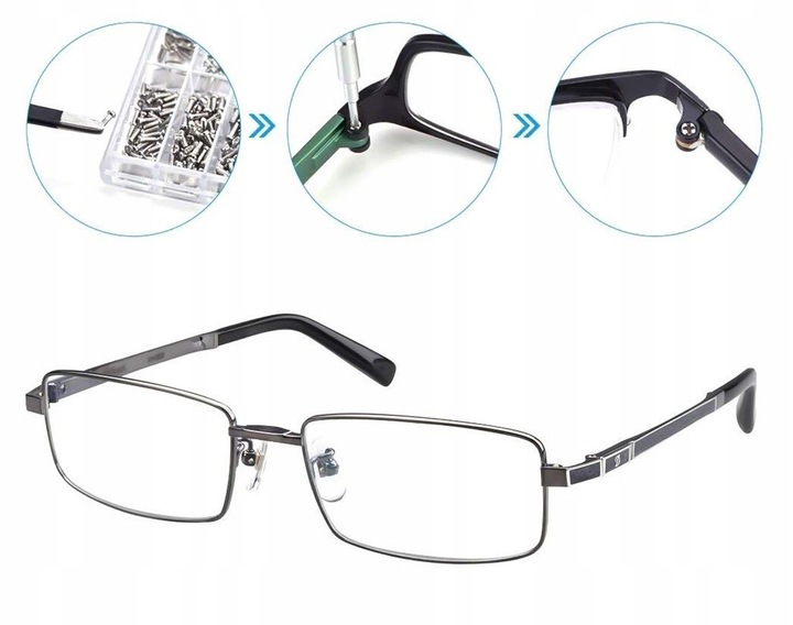 ZESTAW ŚRUBEK ŚRUBKI NAKRĘTEK 1000 SZT DO NAPRAWY OKULARÓW M1.4 M1.6 STAL