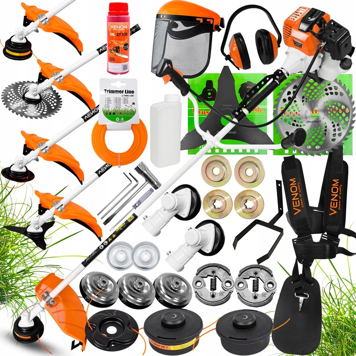 POTĘŻNA KOSA SPALINOWA PODKASZARKA SILNIK 3xGŁOWICA 2xTARCZA 2x