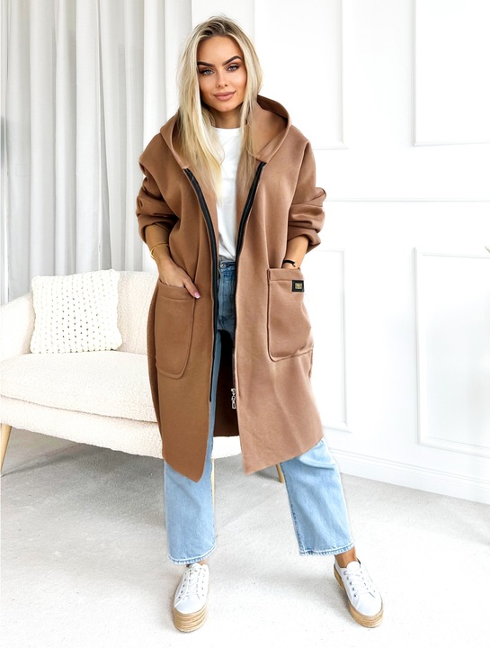 BLUZA DAMSKA gruba ciepła rozpinana dresowa PARKA kaptur KOLORY